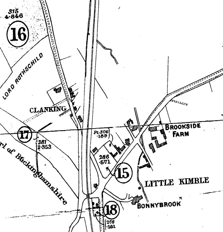 Detail of a 1912 Ordnance Survey map showing Clanking, Little Kimble and the Lord Rothschild estate